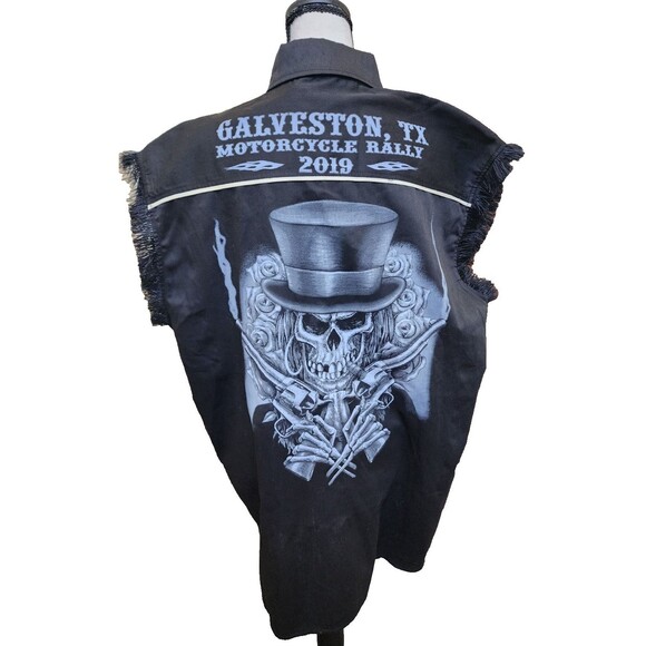 Bikers Pride Motorcycle Rally 2019 NWT Black Sleeveless NWT Workshirt Galveston - Picture 1 of 11